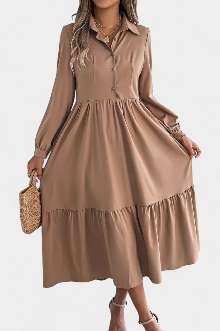 Long Sleeve Tiered Shirt Dress by Jessica Long