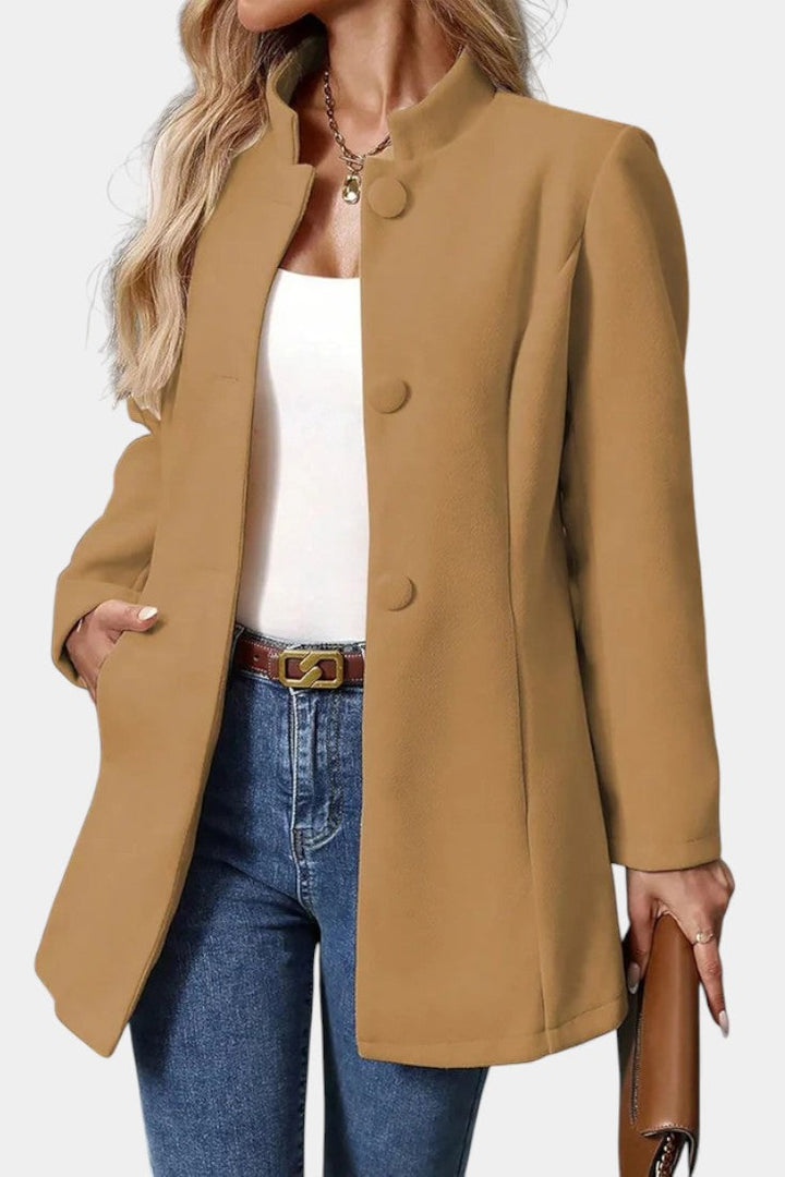 Lyana Long Sleeve Coat with High Collar