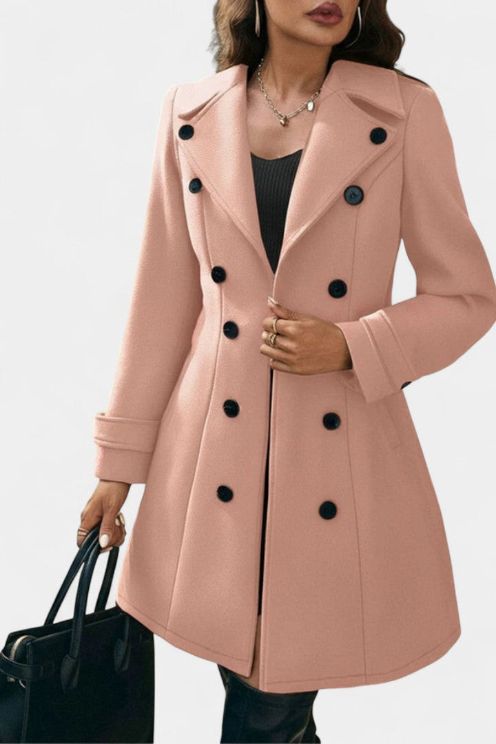 Maïlys Notched Collar Open Coat with Decorative Buttons