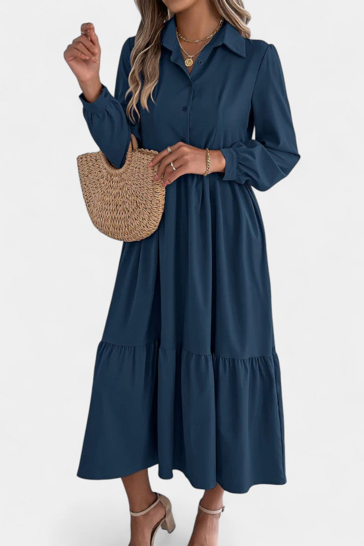 Long Sleeve Tiered Shirt Dress by Jessica Long
