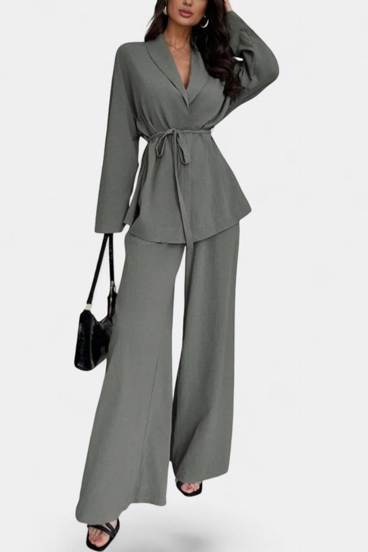 Amy V-Neck Blazer and Flared Pants Set