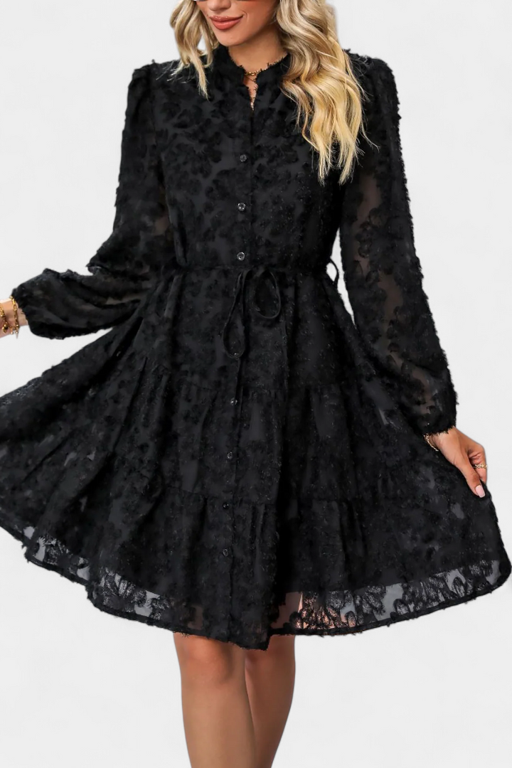 Soreia Textured Long Sleeve Robe with Contemporary Button Closure