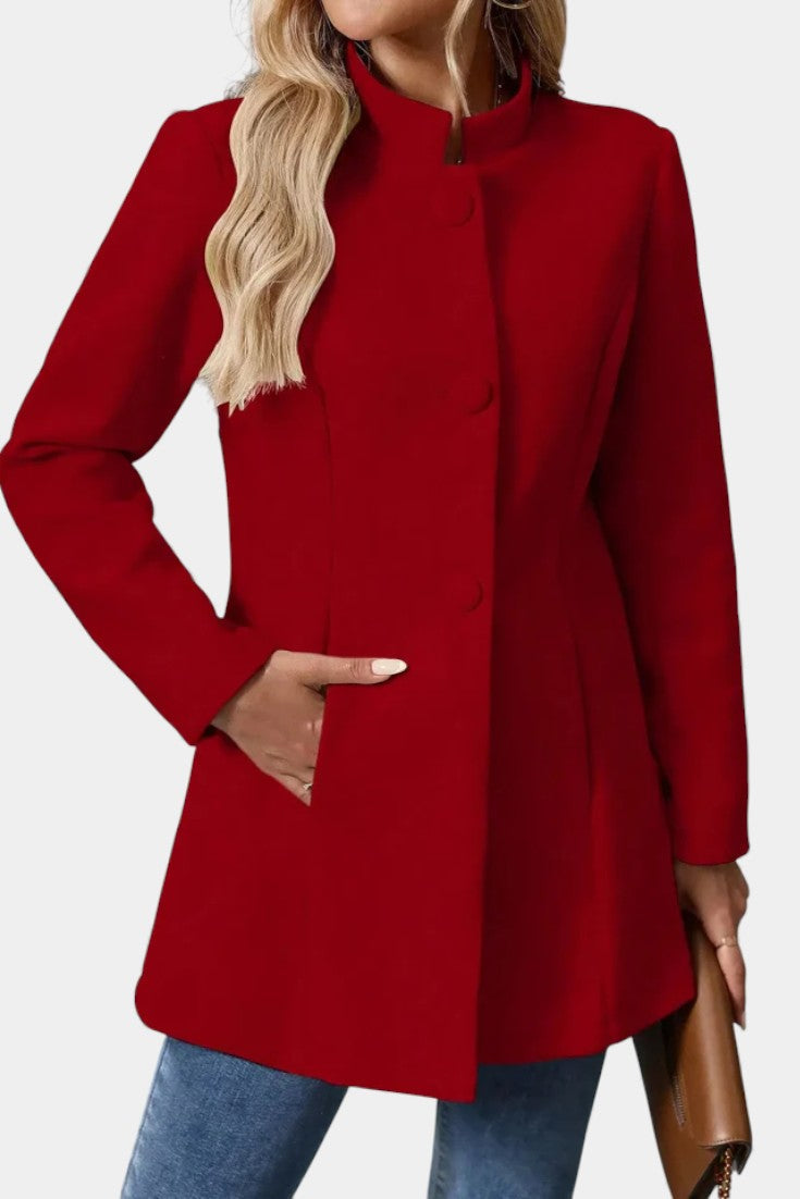 Lyana Long Sleeve Coat with High Collar