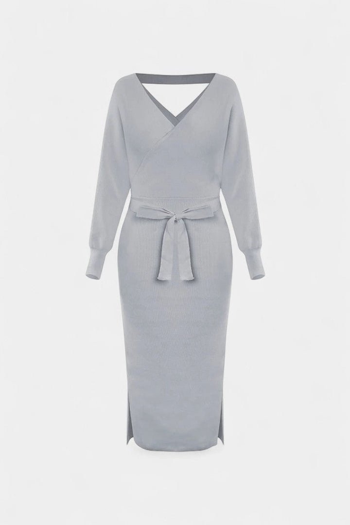 Coriselle Backless Knit Midi Dress with Lace-Up Detail