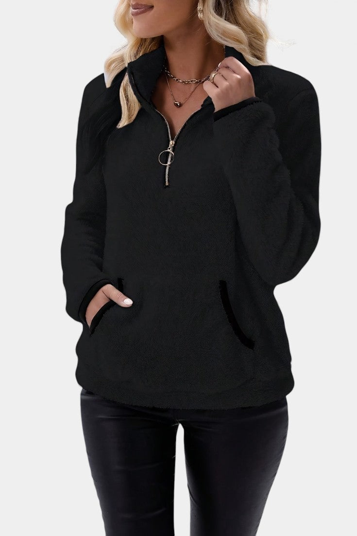 Marusya Fleece Sweater with Half-Zip
