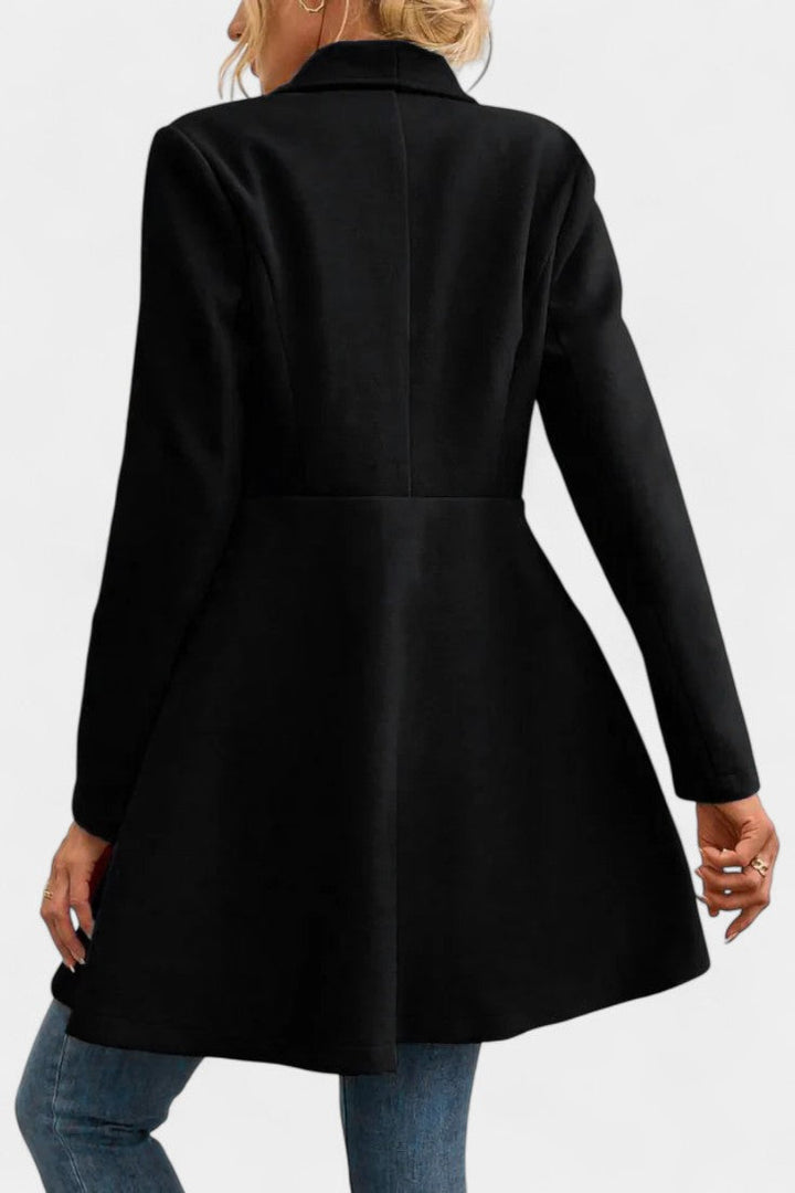 Floriane Double-Breasted Reversible Peplum Coat
