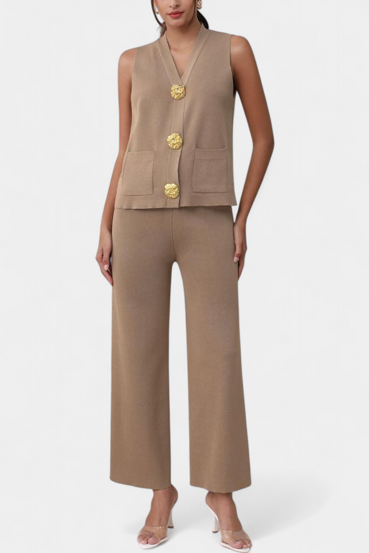 Jacey Knit Vest with Wide-Leg Trousers