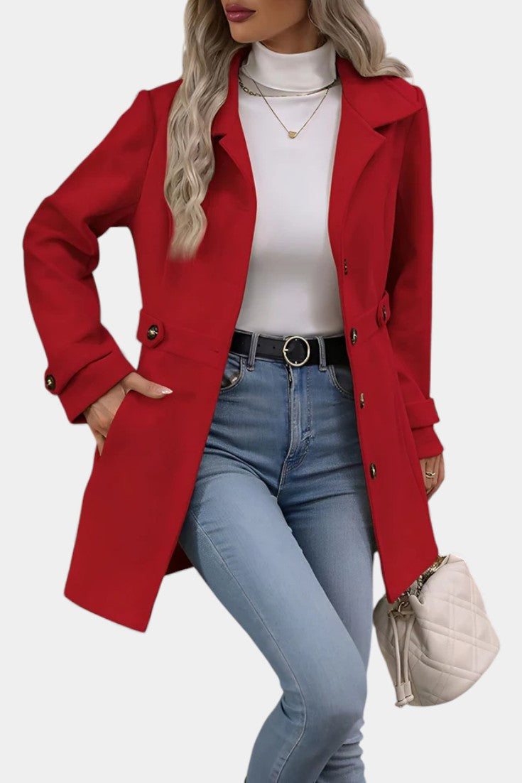 Maroussia Lapel Long Jacket with Button Closure