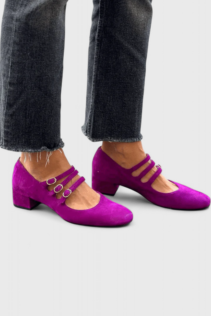 Evdokia Square Toe Multi-Strap Heels