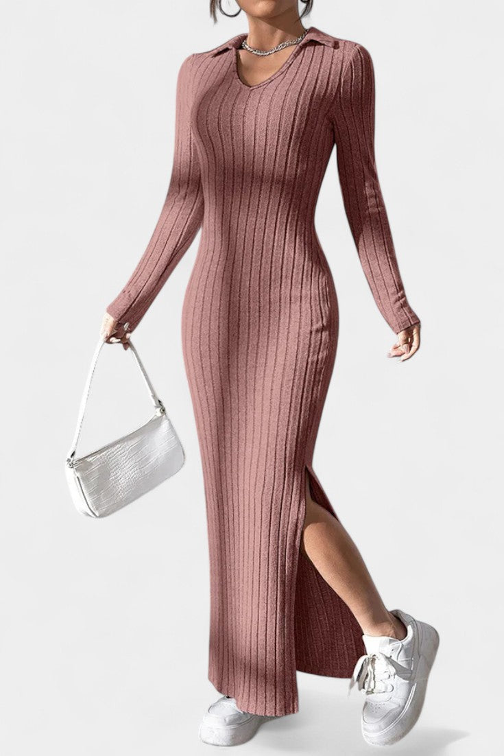 Elidia V-Neck Maxi Dress with a Tailored Fit