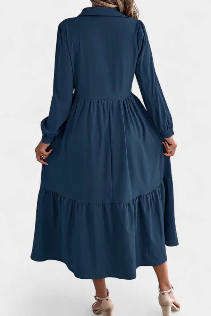 Long Sleeve Tiered Shirt Dress by Jessica Long