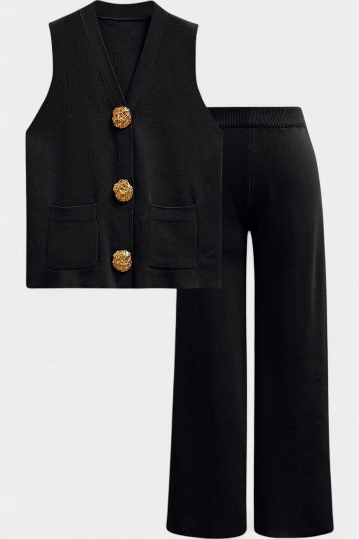 Jacey Knit Vest with Wide-Leg Trousers