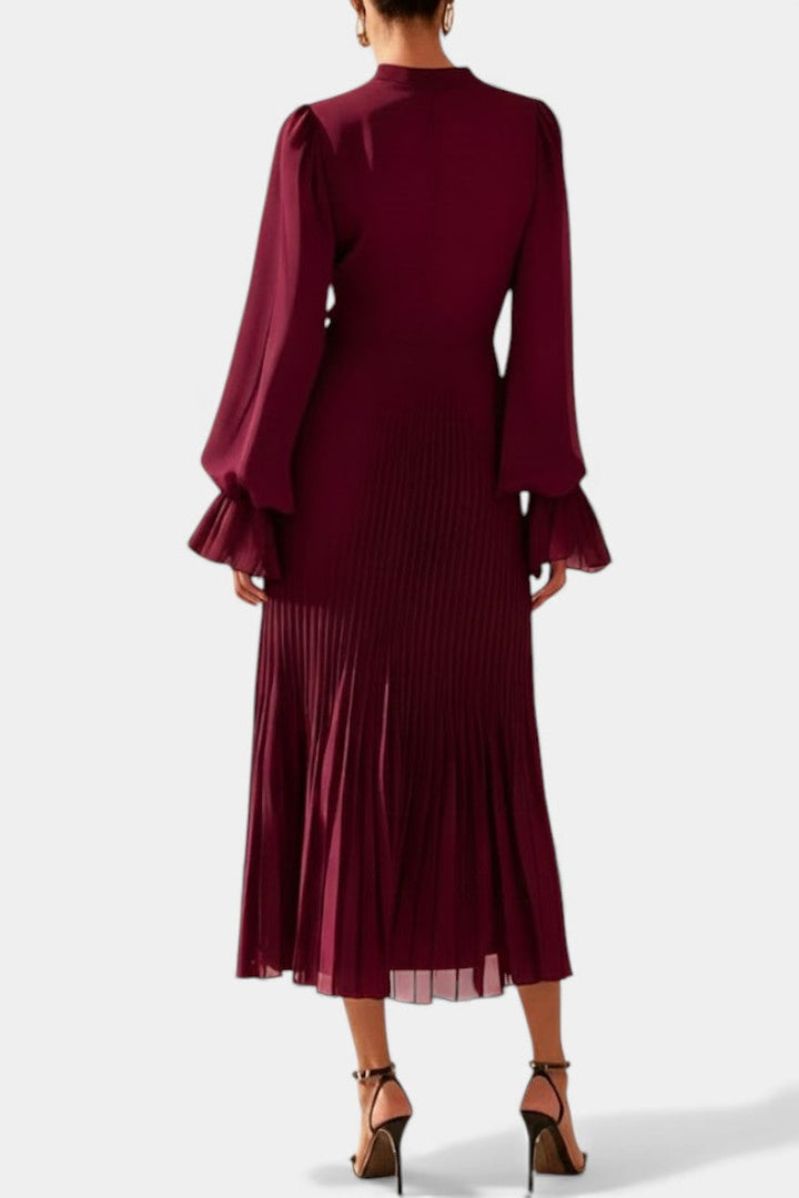 Graziella Chic Pleated Ruffle Dress