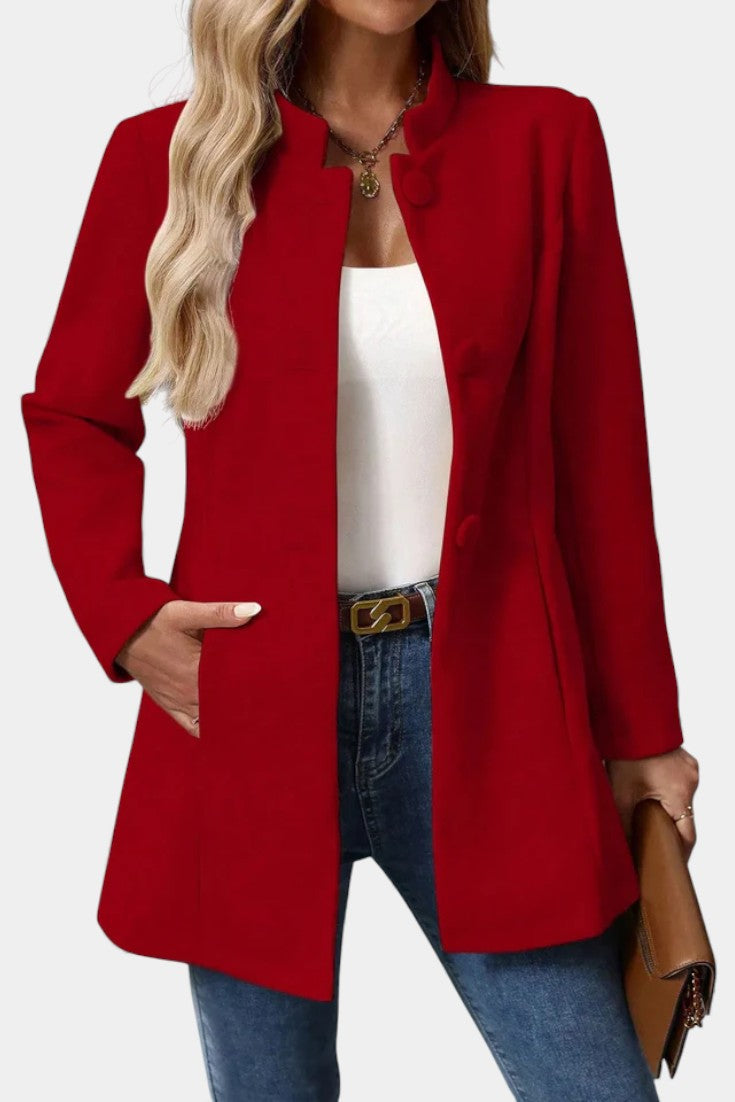 Lyana Long Sleeve Coat with High Collar