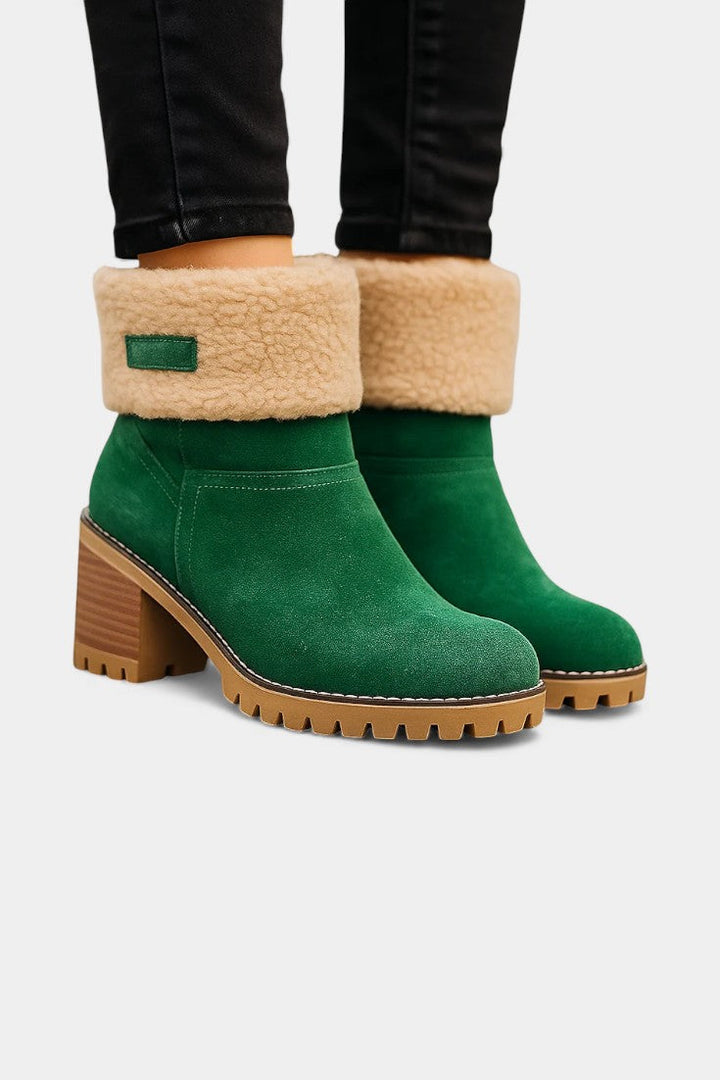 Luise Sienna Faux Fur Block Heel Ankle Boots