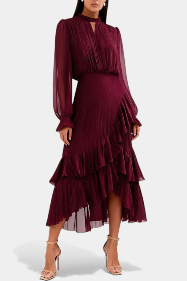 Graziella Chic Pleated Ruffle Dress
