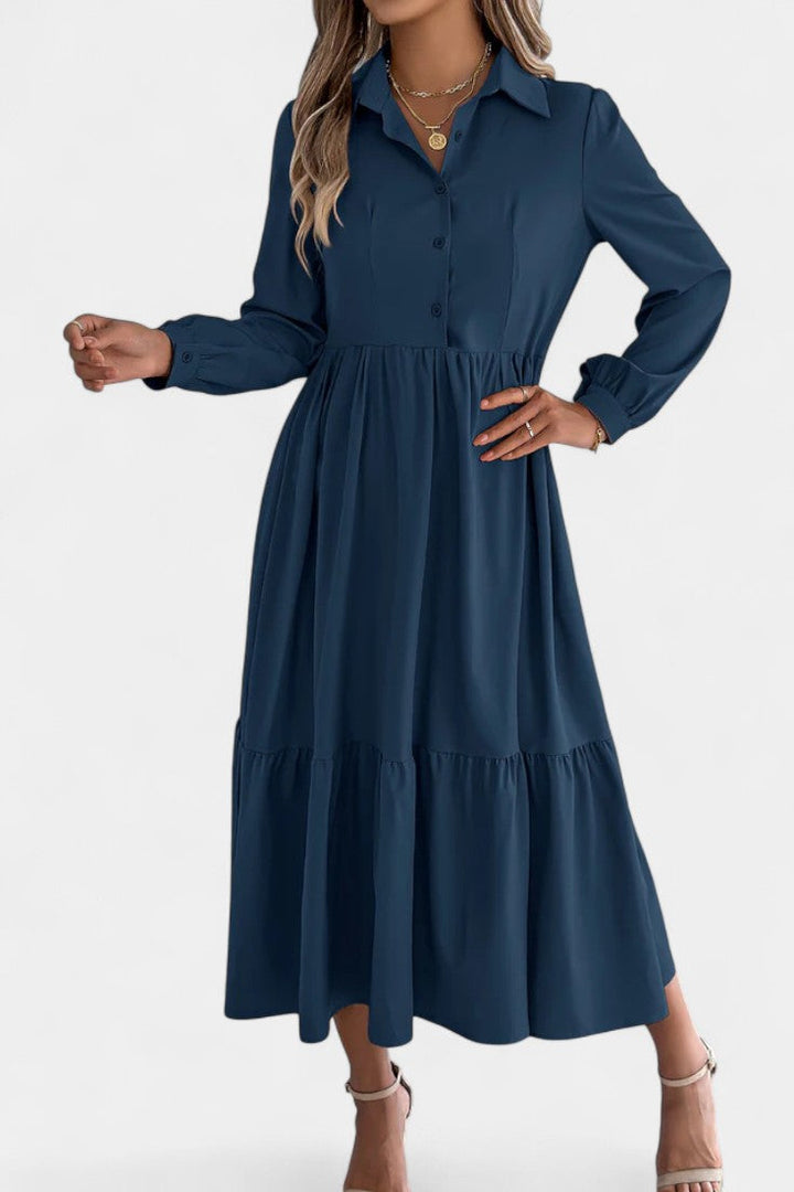 Long Sleeve Tiered Shirt Dress by Jessica Long