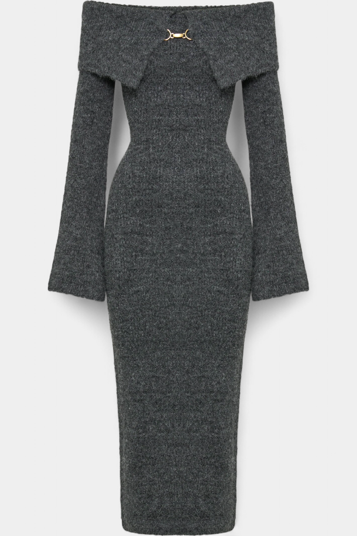 Solsona One-Shoulder Long Sleeve Knit Dress