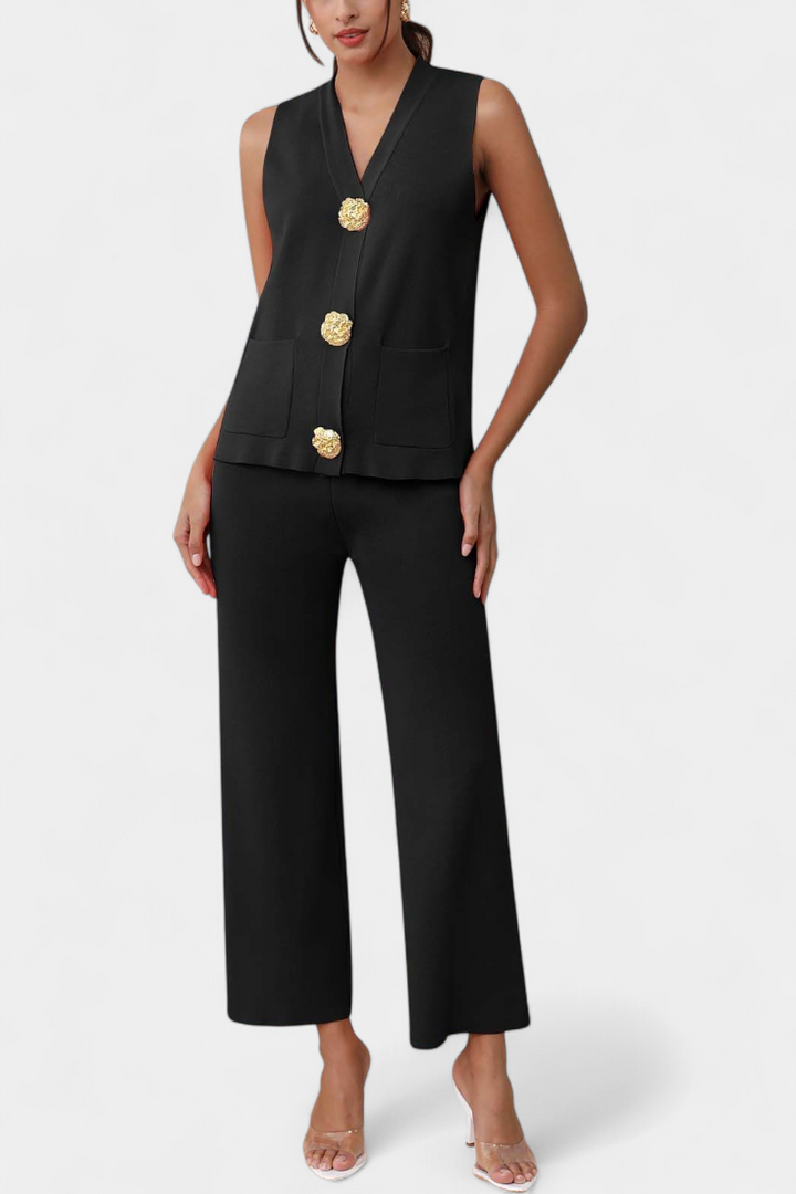 Jacey Knit Vest with Wide-Leg Trousers
