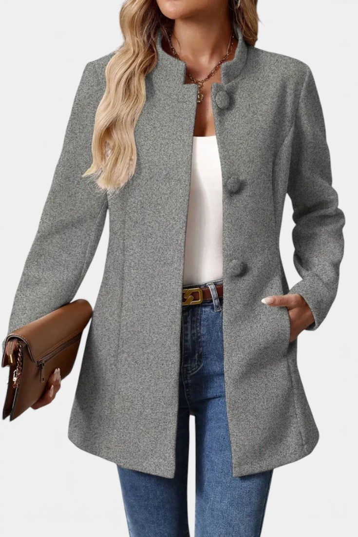 Lyana Long Sleeve Coat with High Collar