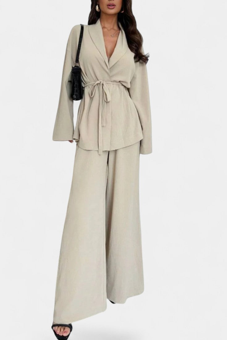 Amy V-Neck Blazer and Flared Pants Set