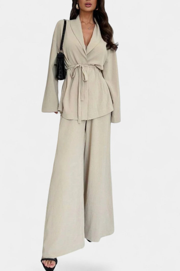 Amy V-Neck Blazer and Flared Pants Set