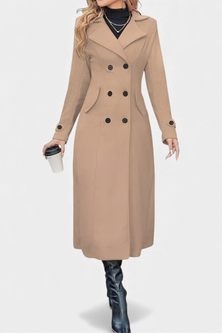Naïssa Double-Breasted Coat with Long Notched Lapels