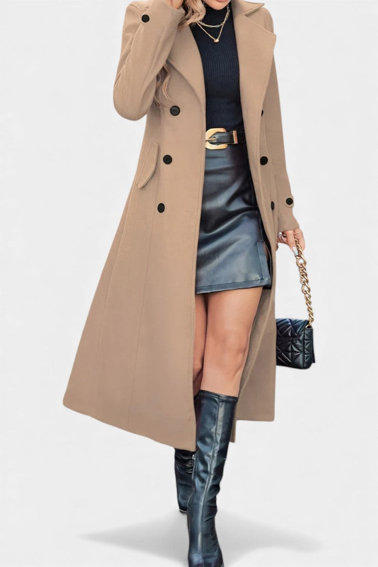 Naïssa Double-Breasted Coat with Long Notched Lapels
