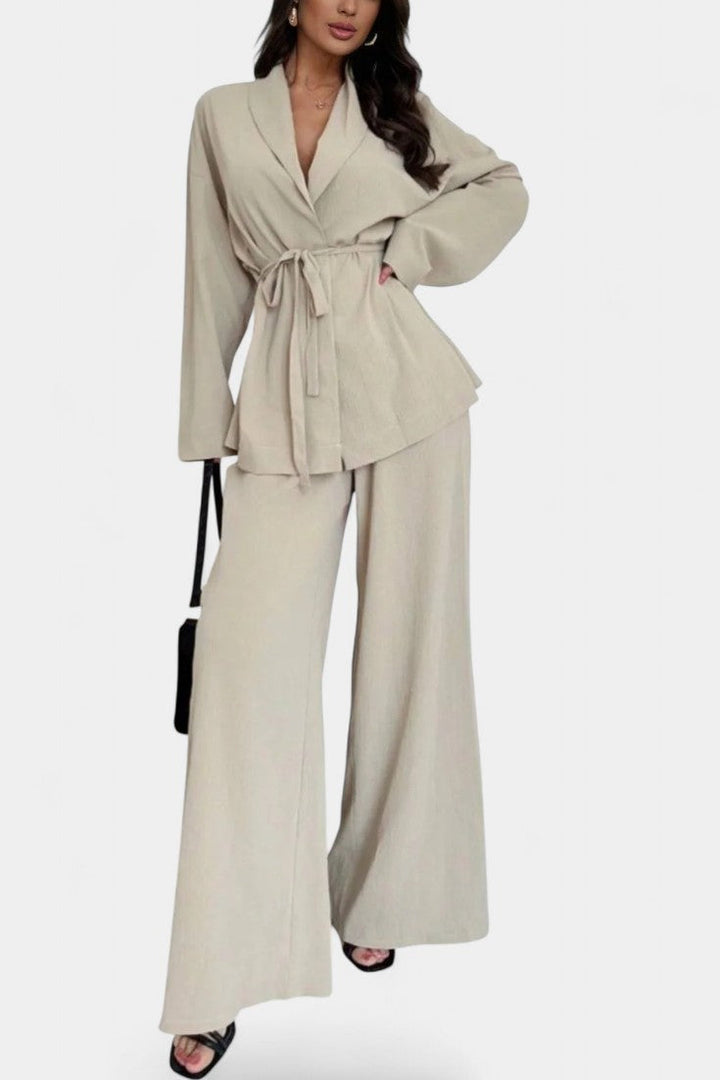 Amy V-Neck Blazer and Flared Pants Set