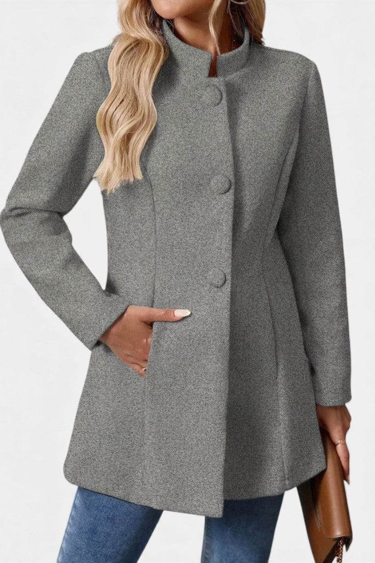 Lyana Long Sleeve Coat with High Collar