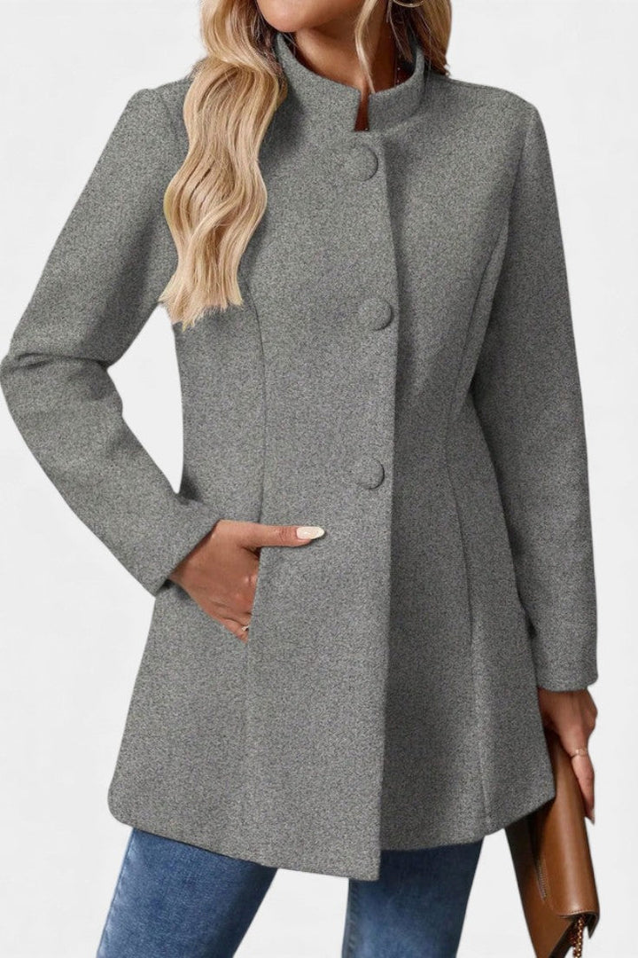 Lyana Long Sleeve Coat with High Collar