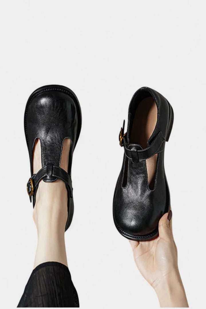 Handmade Leather Ciala Mary Janes with Platform and Square Heel