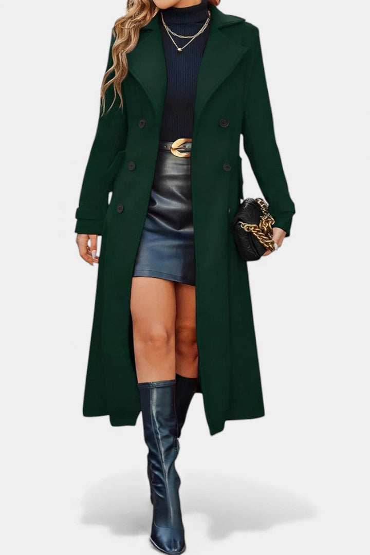 Naïssa Double-Breasted Coat with Long Notched Lapels