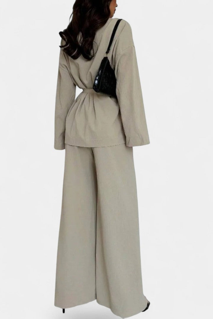 Amy V-Neck Blazer and Flared Pants Set