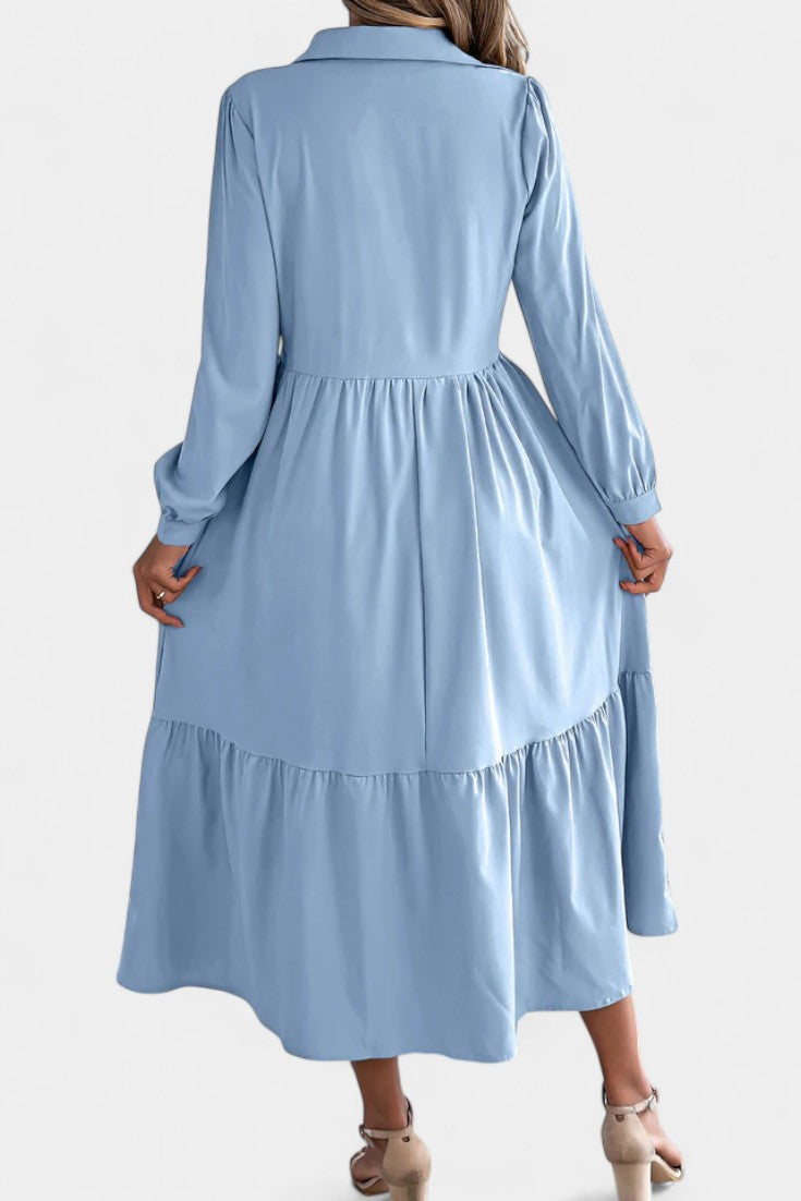 Jessica Long Button-Up Tiered Dress