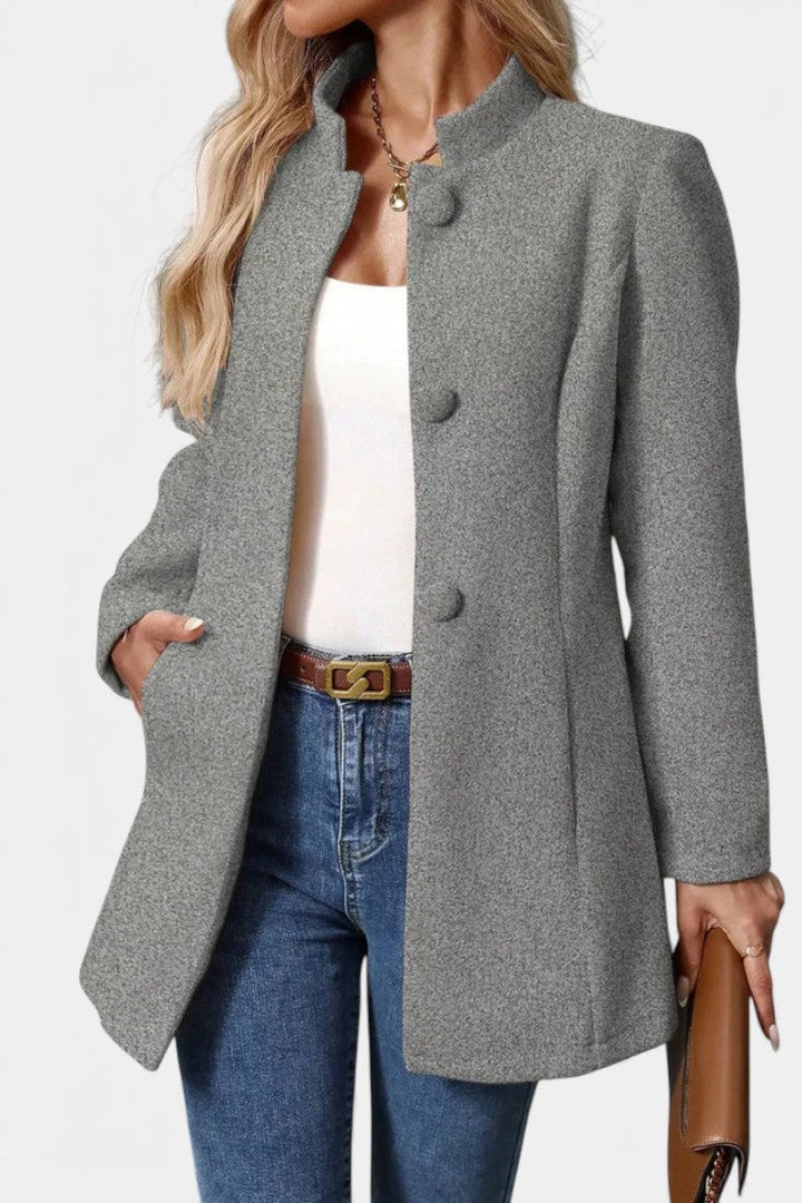 Lyana Long Sleeve Coat with High Collar