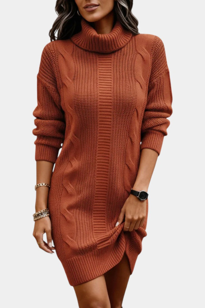 Taciana Long Sleeve Roll Neck Knitted Dress