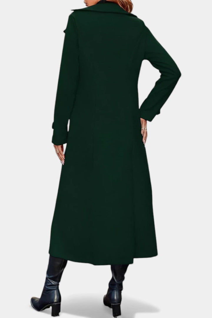 Naïssa Long Double-Breasted Coat with Notched Lapels