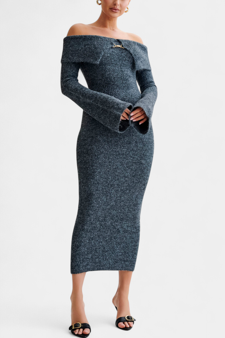 Solsona One-Shoulder Long Sleeve Knit Dress