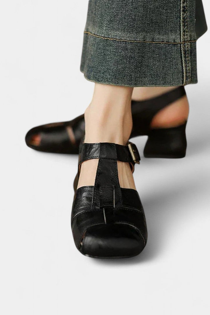 Coralia Square Toe Mary Janes with Contemporary Block Heel