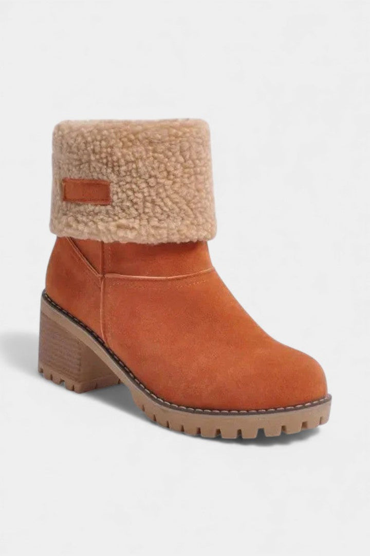 Luise Sienna Faux Fur Block Heel Ankle Boots