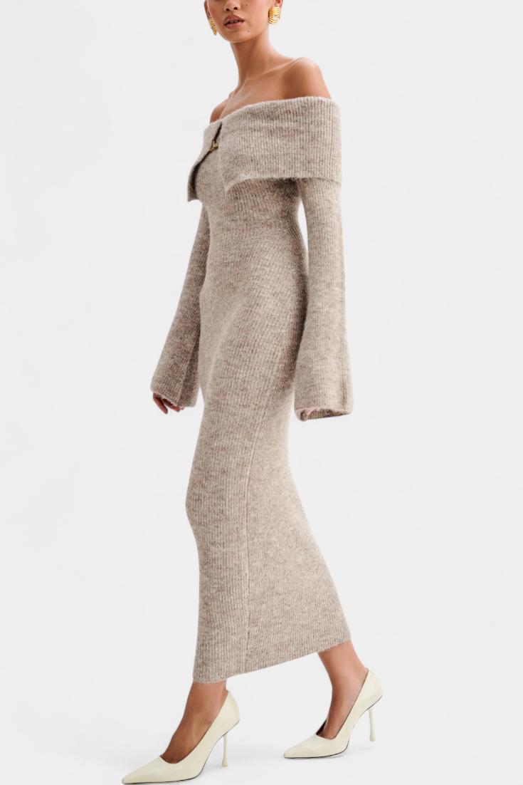 Solsona One-Shoulder Long Sleeve Knit Dress