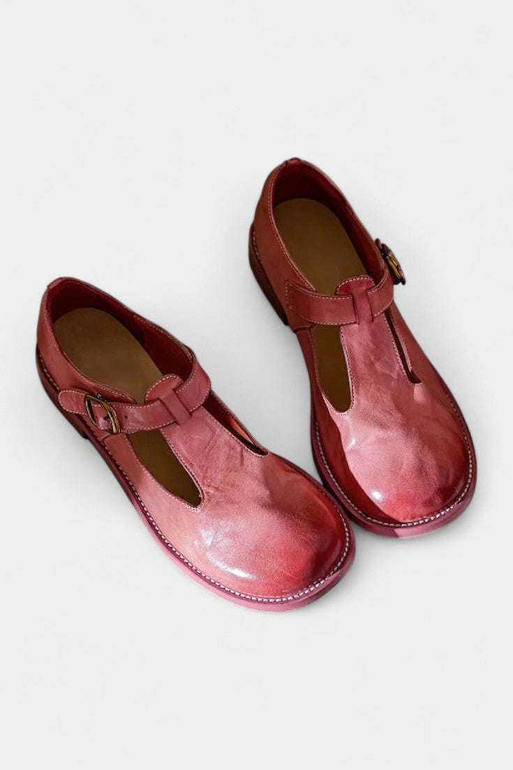 Handcrafted Leather Elsa Mary Janes with T-Strap Design