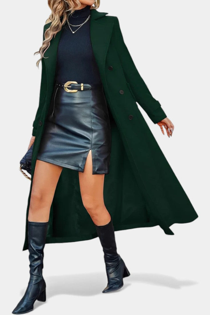 Naïssa Double-Breasted Coat with Long Notched Lapels