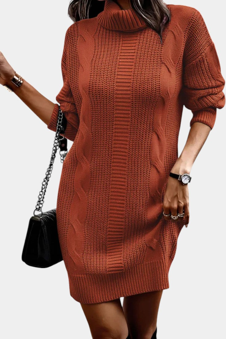 Taciana Long Sleeve Roll Neck Knitted Dress