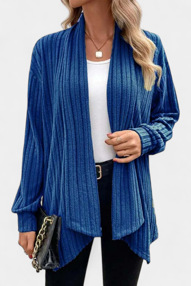 Button-Up Ribbed Hooded Cardigan by Sansel