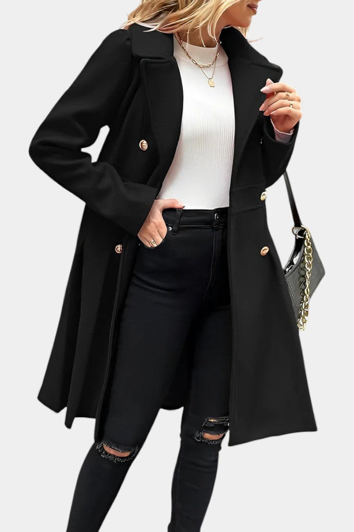 Philia Double-Breasted A-Line Peacoat