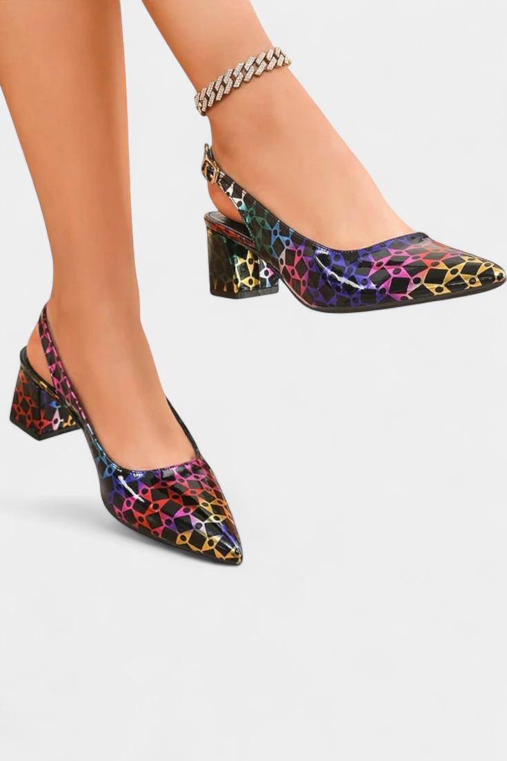 Karthleen Statement Geometric Pattern Chunky Heels