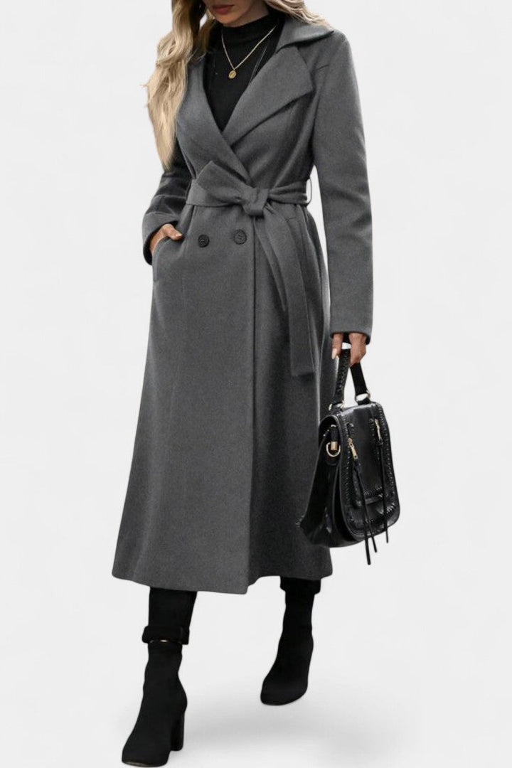 Mélissandre Double-Breasted Checkered Coat with Notched Collar