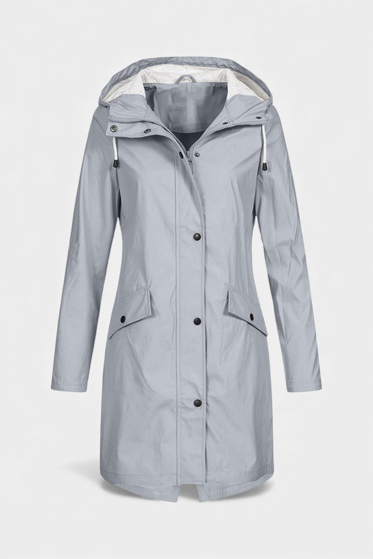 Beige Carmélia Long Waterproof Parka with Adjustable Hood